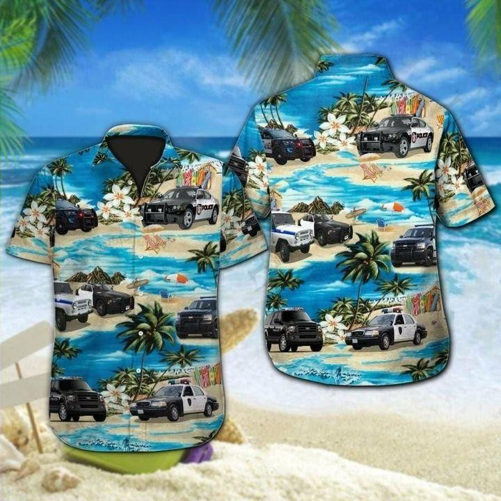 Police Cars Tropical Hawaiian Shirt