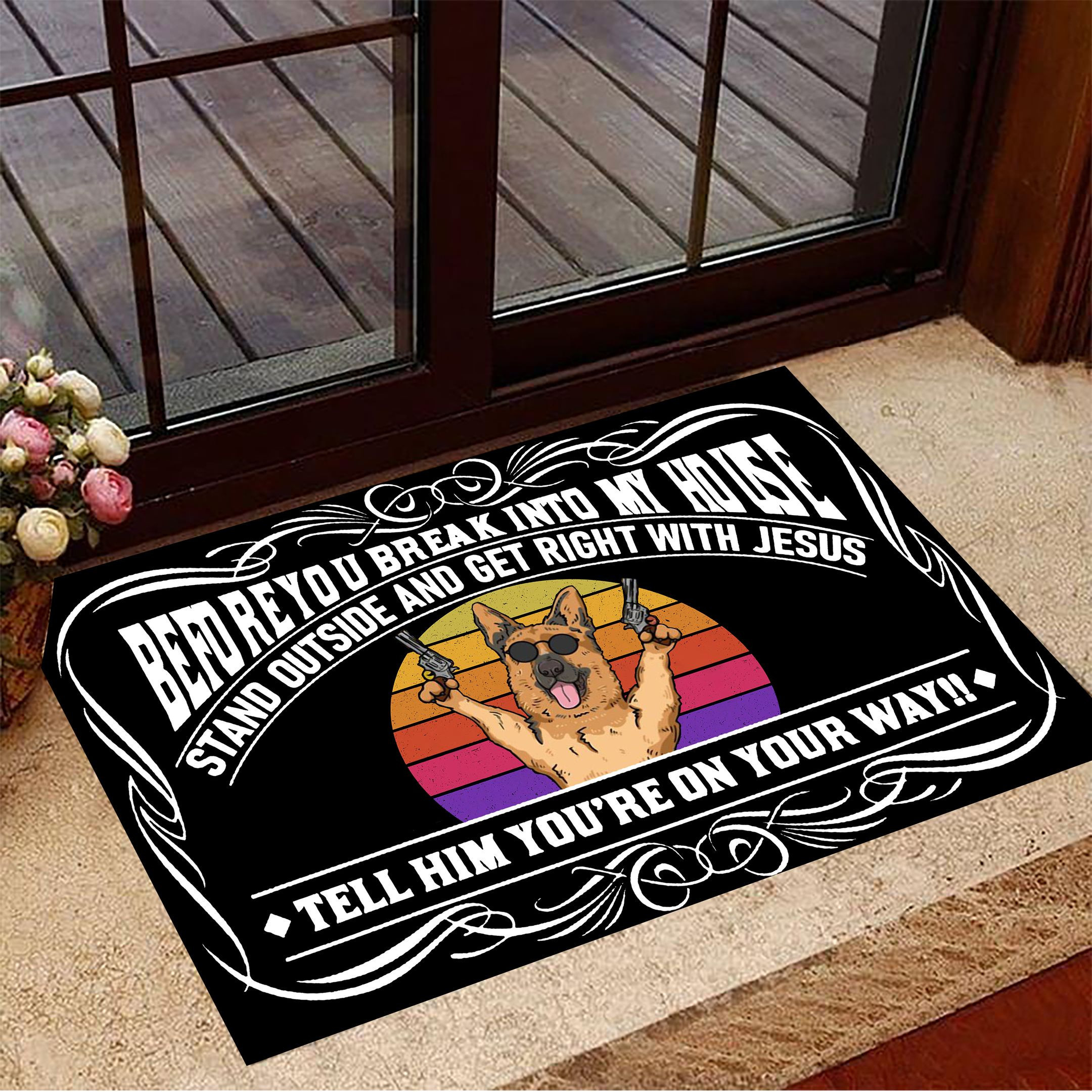 Police Dog Before You Break Into My House Rubber Doormat Front Door Decor Funny Rubber Doormat Gift For Friends