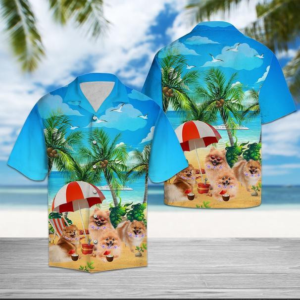 Pomeranian Beach Summer Hawaiian Shirt