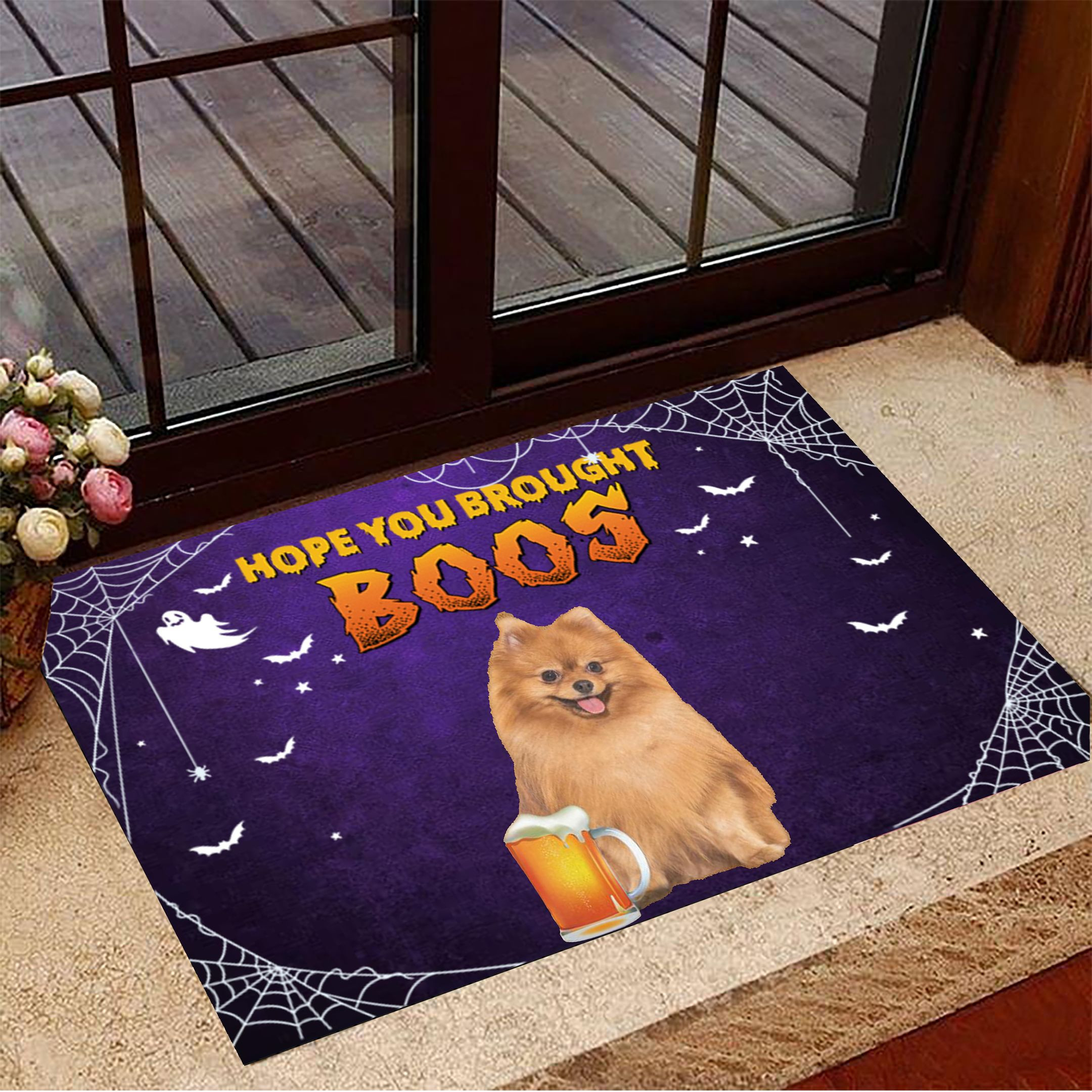 Pomeranian Hope You Brought Boos Rubber Doormat Beer Rubber Doormat Best Halloween Decorations