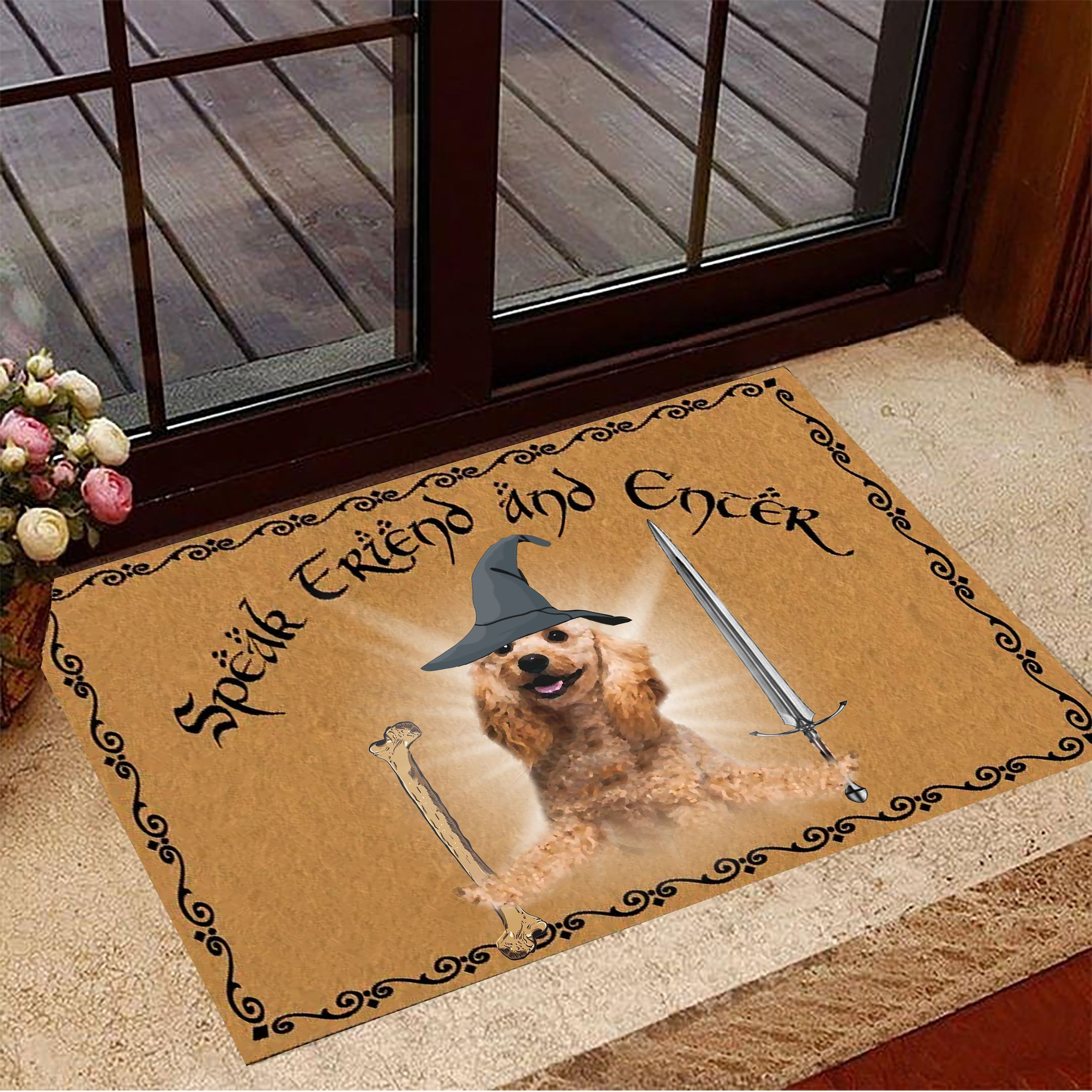 Poodle Speak Friend And Enter Rubber Doormat Dog Gandalf Lord Of The Rings Decor Gift For Dog Lovers