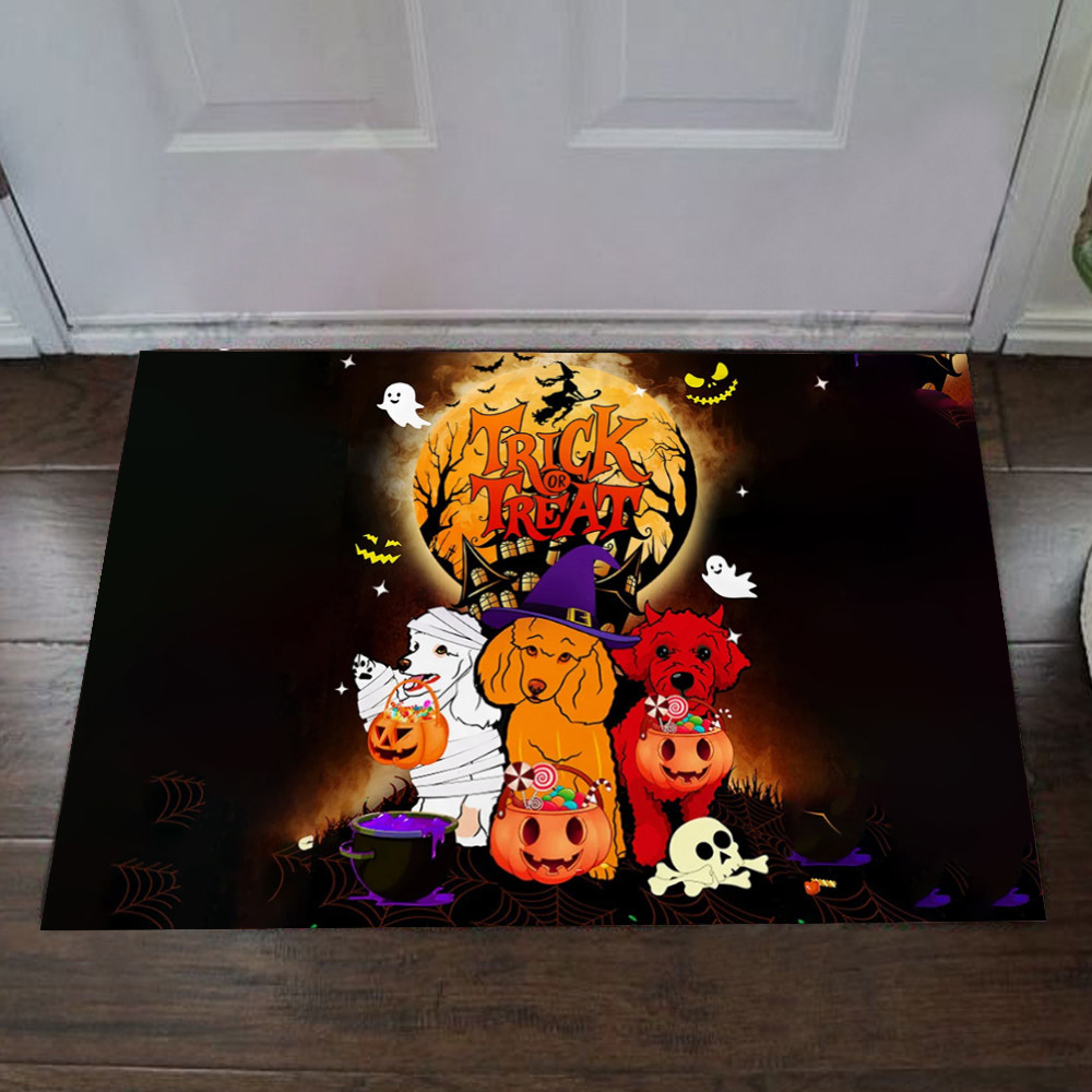 Poodle Trick Or Treat Rubber Doormat Poodle Lover Large Door Mats Indoor Halloween Ideas