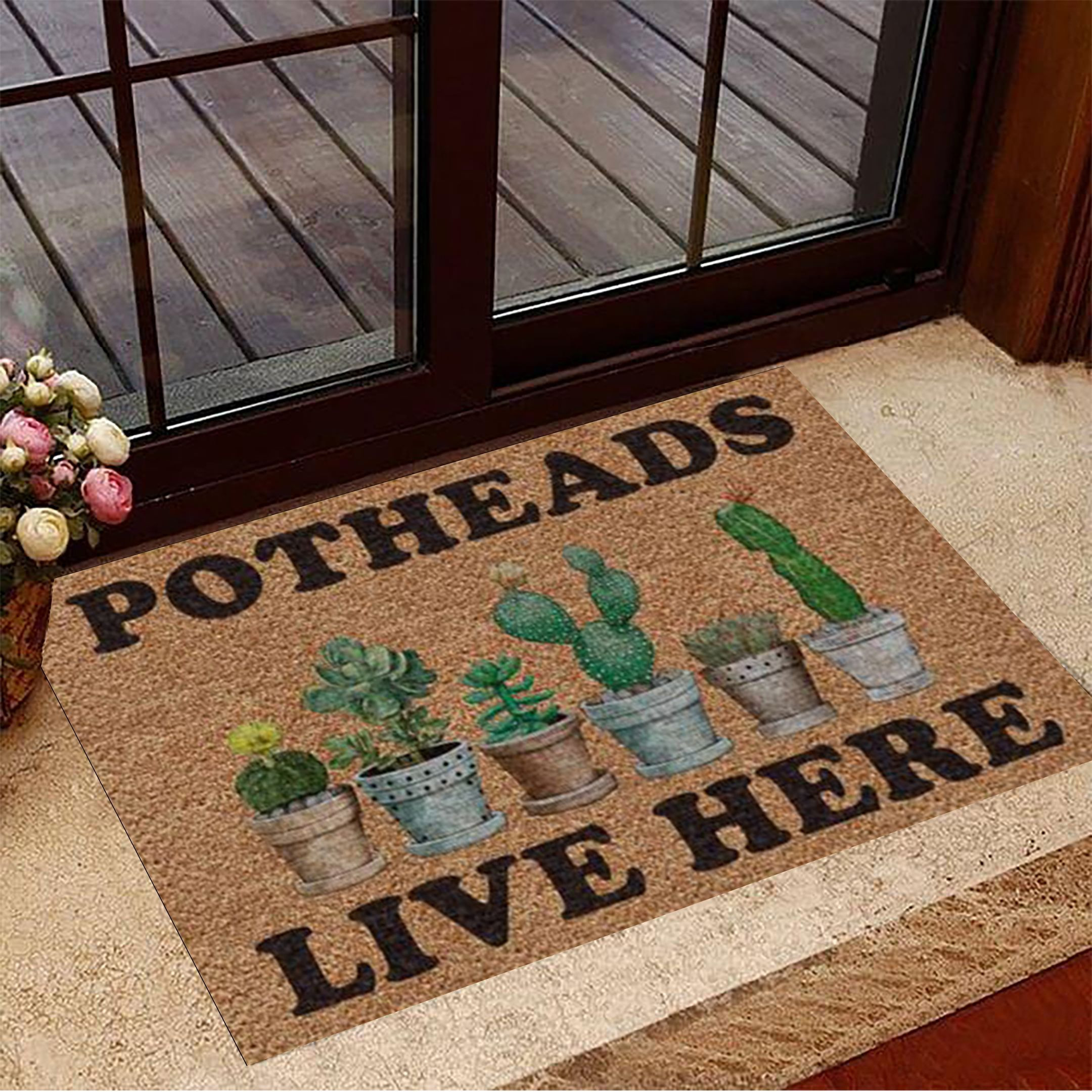 Potheads Live Here Cactus Rubber Doormat Cactus Welcome Mat Gifts For Plant Lovers