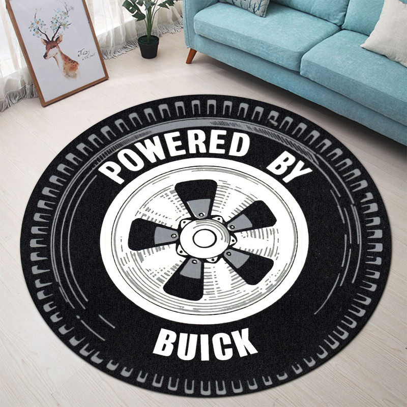 Power By Buick Wheel Vintage Hot Rat Rod Drag Racing Round Rug Carpet Bedroom Livingroom Home Decor