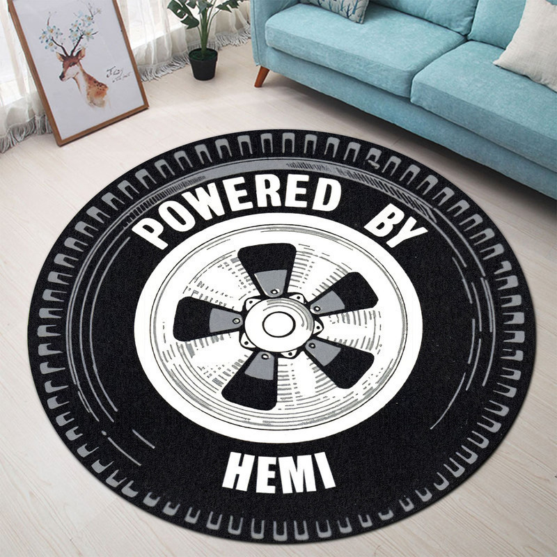 Power By Hemi Wheel Vintage Hot Rat Rod Drag Racing Round Rug Carpet Bedroom Livingroom Home Decor