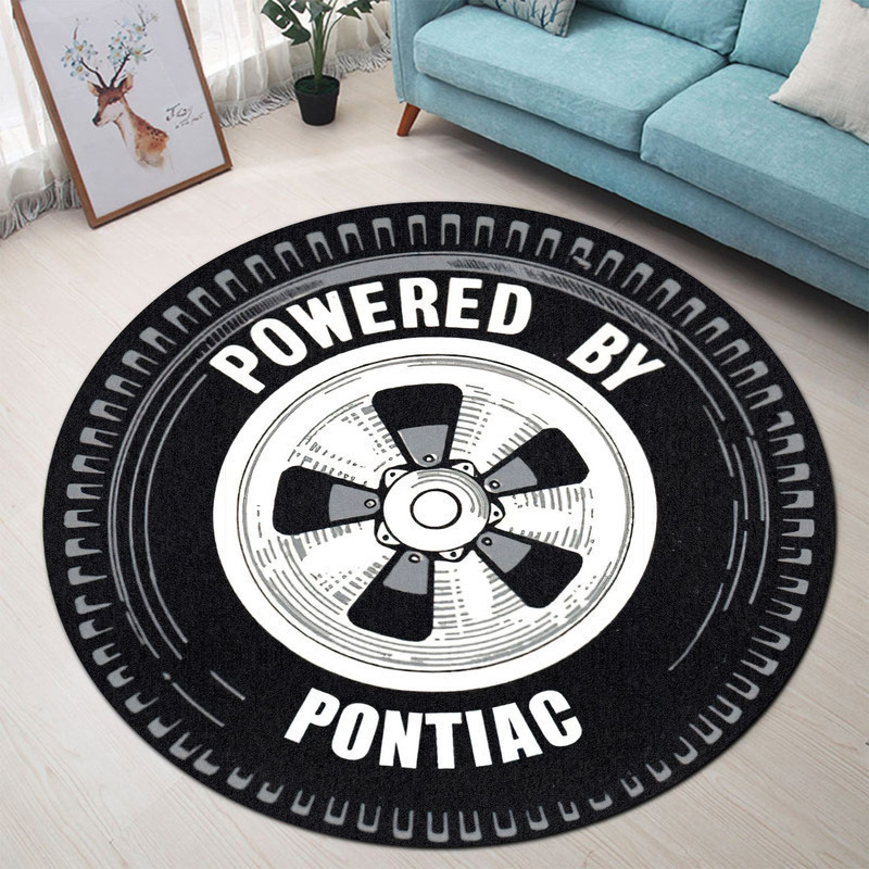 Power By Pontiac Wheel Vintage Hot Rat Rod Drag Racing Round Rug Carpet Bedroom Livingroom Home Decor
