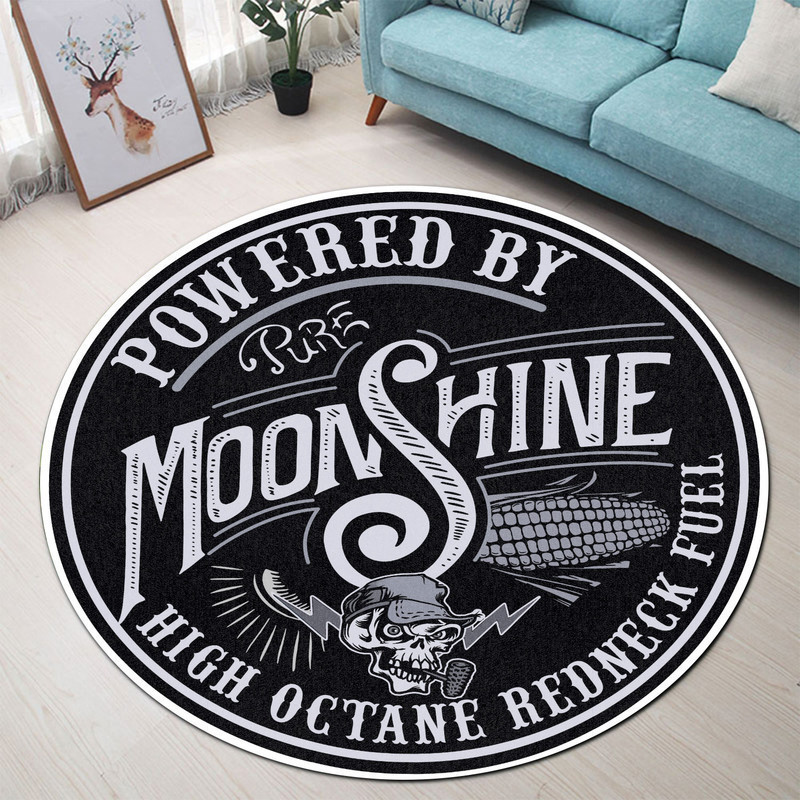 Powered By Pure Moonshine Hot Rod Round Rug Carpet Bedroom Livingroom Home Decor