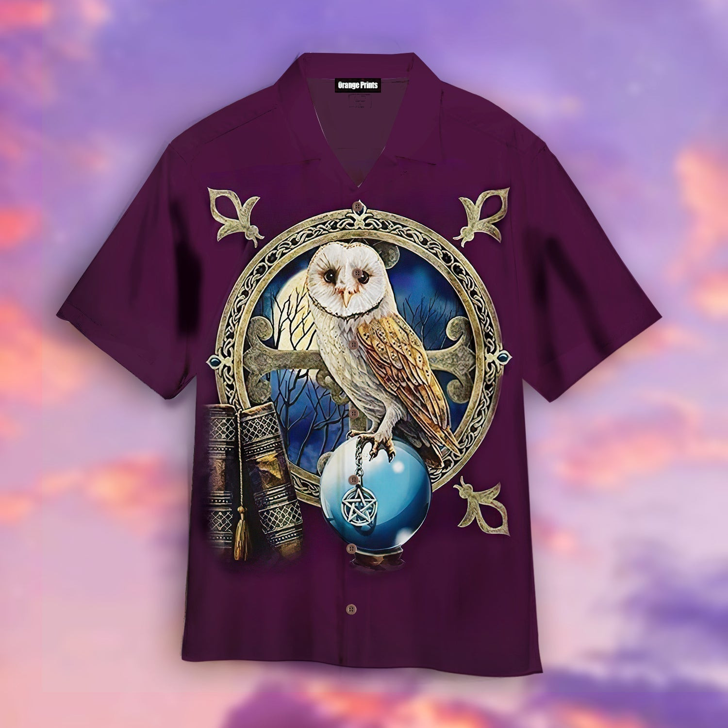 Printed Owl Night Hawaiian Shirt