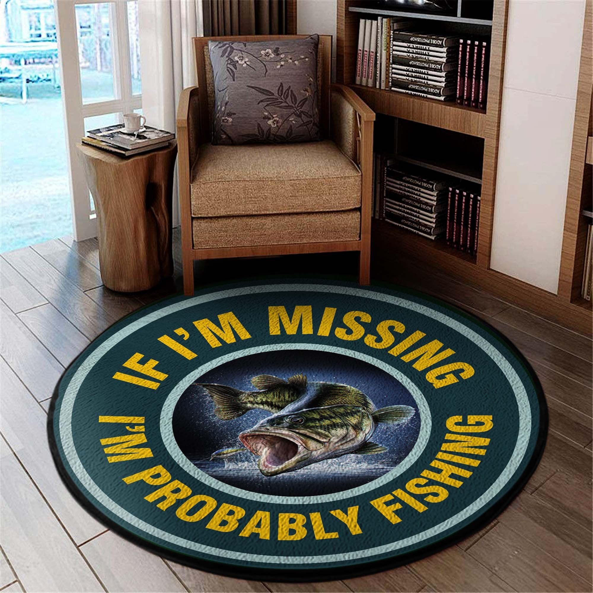 Probably Fishing Round Rug Carpet Bedroom Livingroom Home Decor