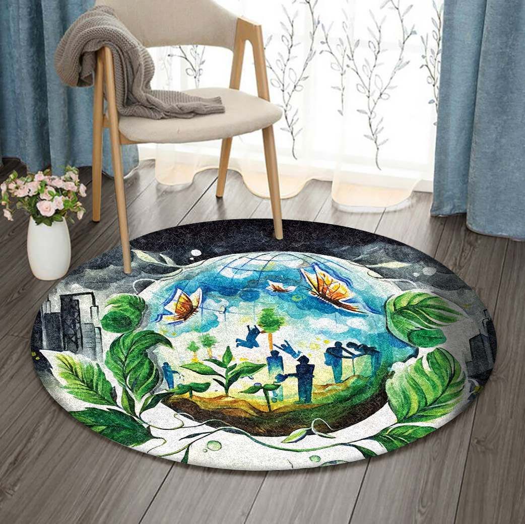 Protect Environment Round Rug Carpet Bedroom Livingroom Home Decor