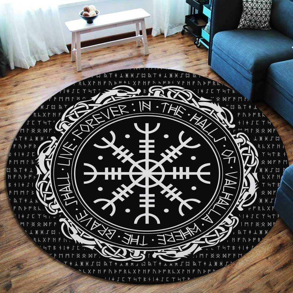 Protection Symbol Viking Round Rug Carpet Bedroom Livingroom Home Decor