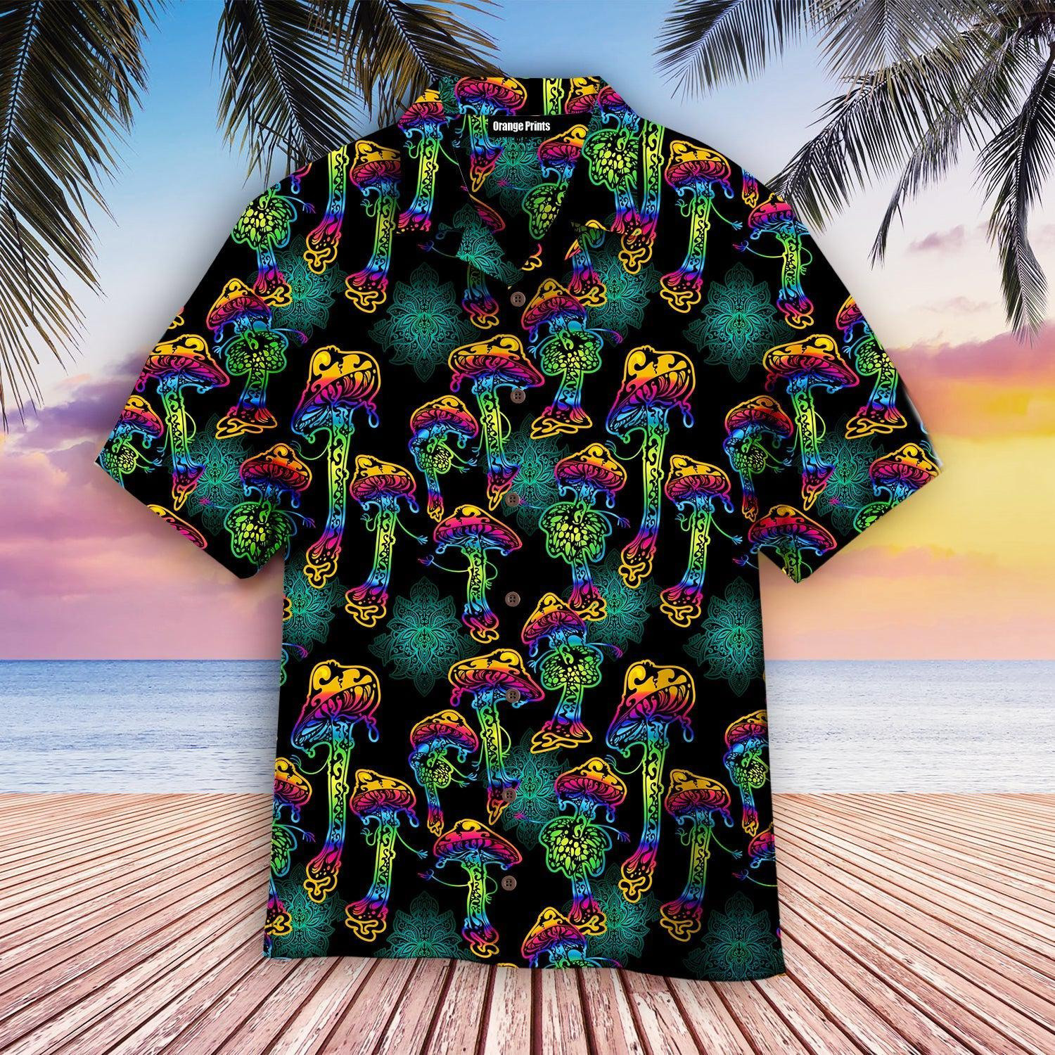 Psychedelic Magic Glowing Mushrooms Hawaiian Shirt