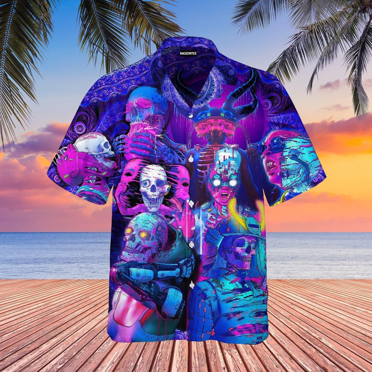 Psychic Skull Face Future Death Hawaiian Shirt