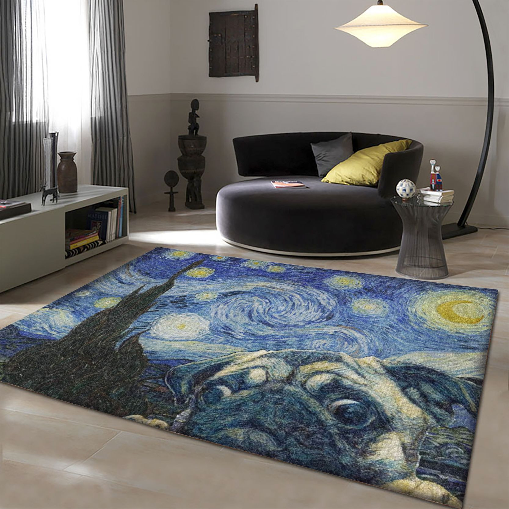 Pug Art Round Rug Carpet Bedroom Livingroom Home Decor