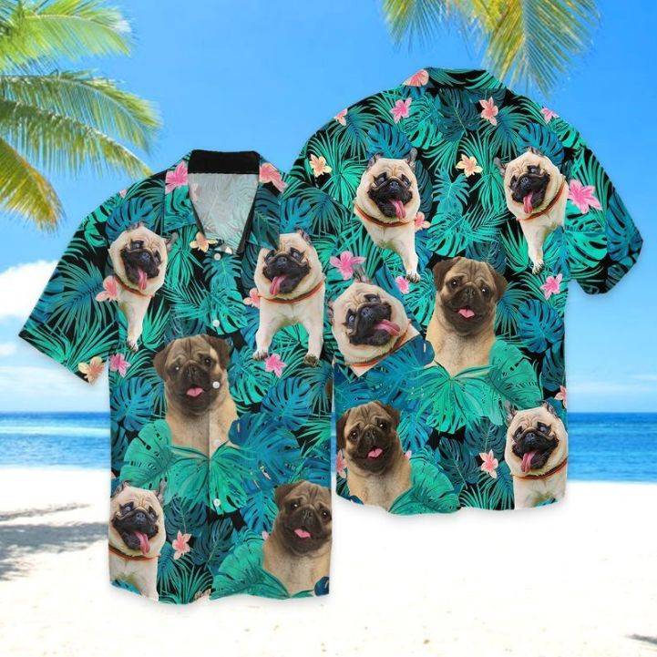 Pug Dog Tropical Hawaiian Shirt
