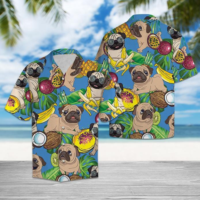 Pug Love Fruit Hawaiian Shirt