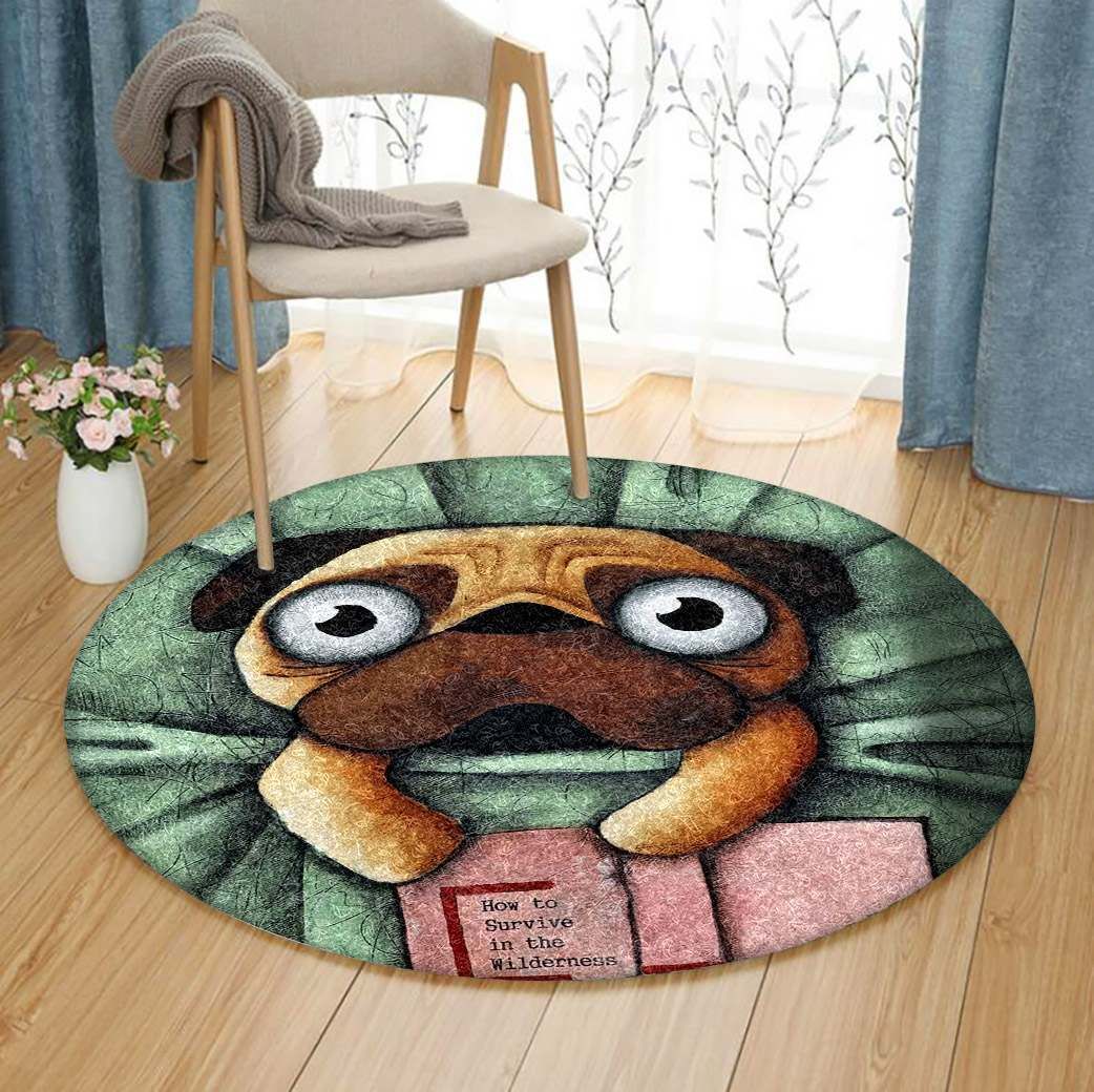 Pug Round Rug Carpet Bedroom Livingroom Home Decor