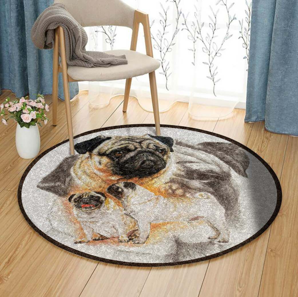 Pug Round Rug Carpet Bedroom Livingroom Home Decor