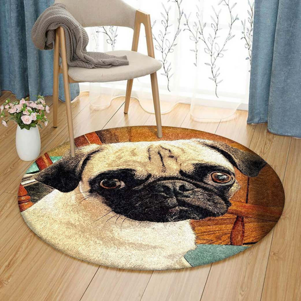 Pug Round Rug Carpet Bedroom Livingroom Home Decor