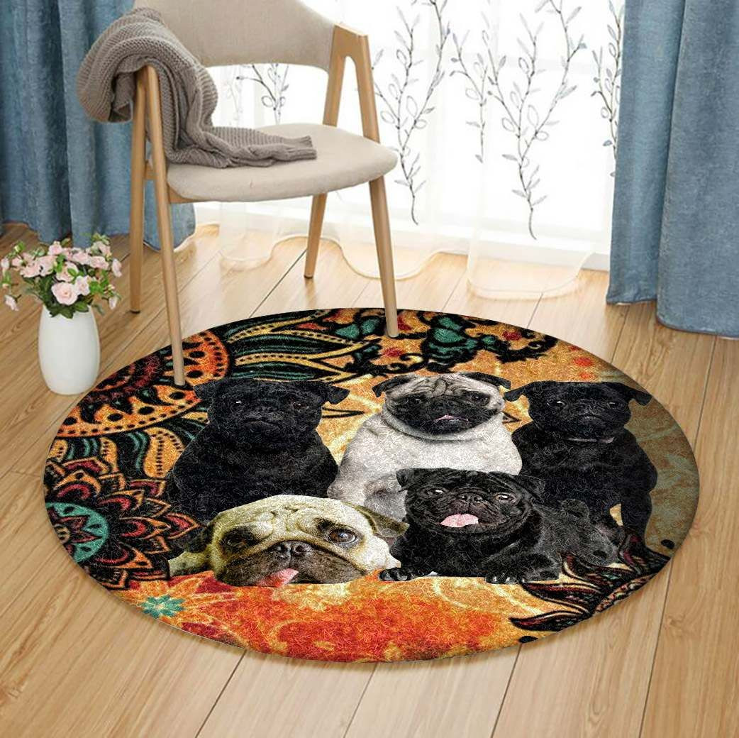 Pug Round Rug Carpet Bedroom Livingroom Home Decor