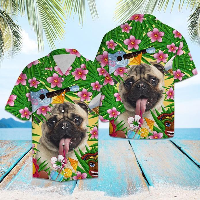 Pug Summer Party Hawaiian Shirt
