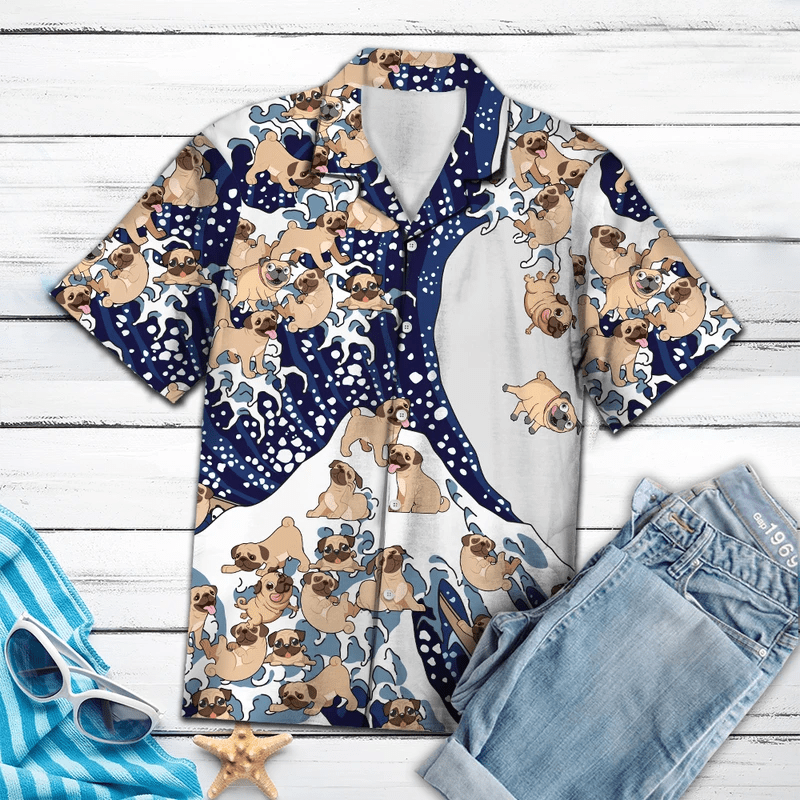 Pug Waves Hawaiian Shirt