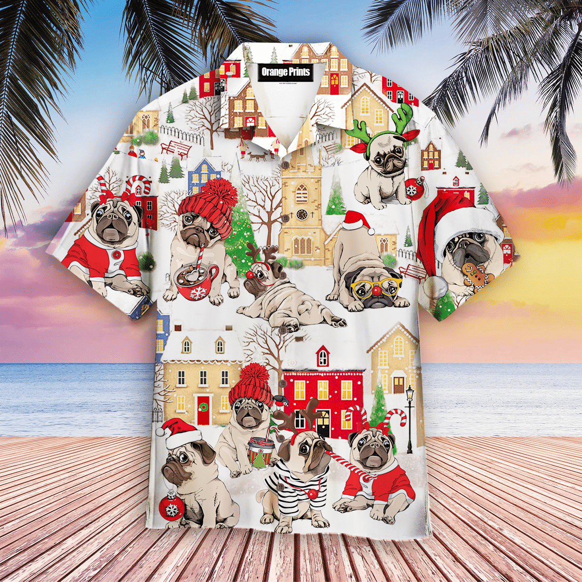 Puggy Dog Merry Christmas Hawaiian Shirt