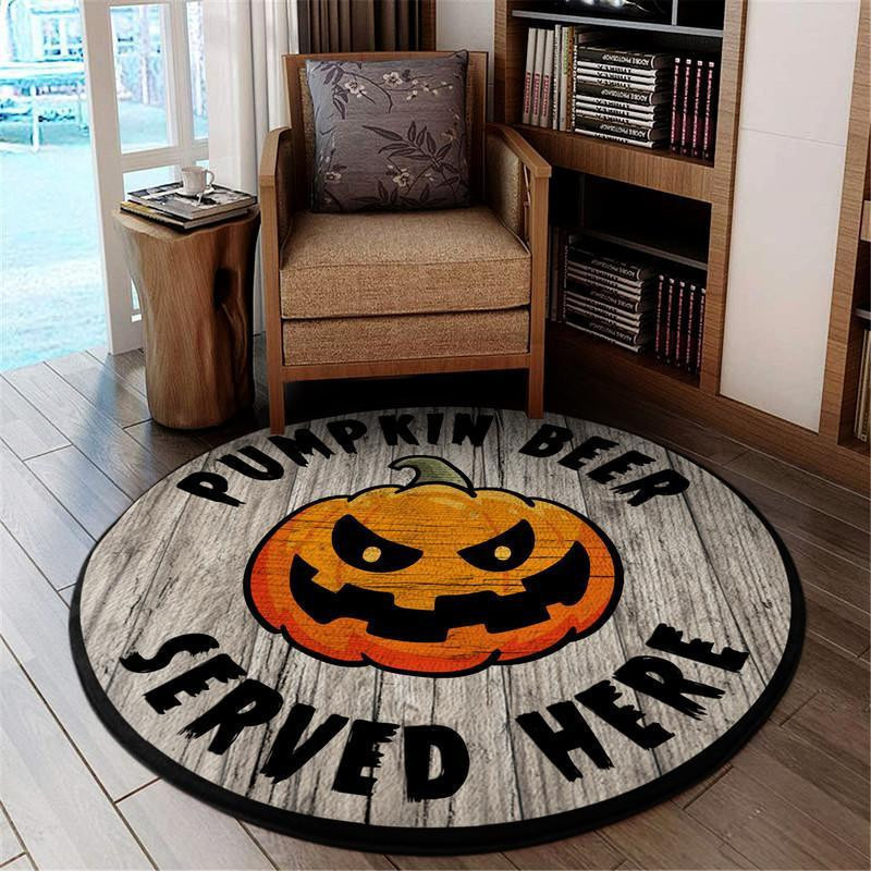 Pumkin Beer Serve Here Living Room Round Rug Carpet Bedroom Livingroom Home Decor