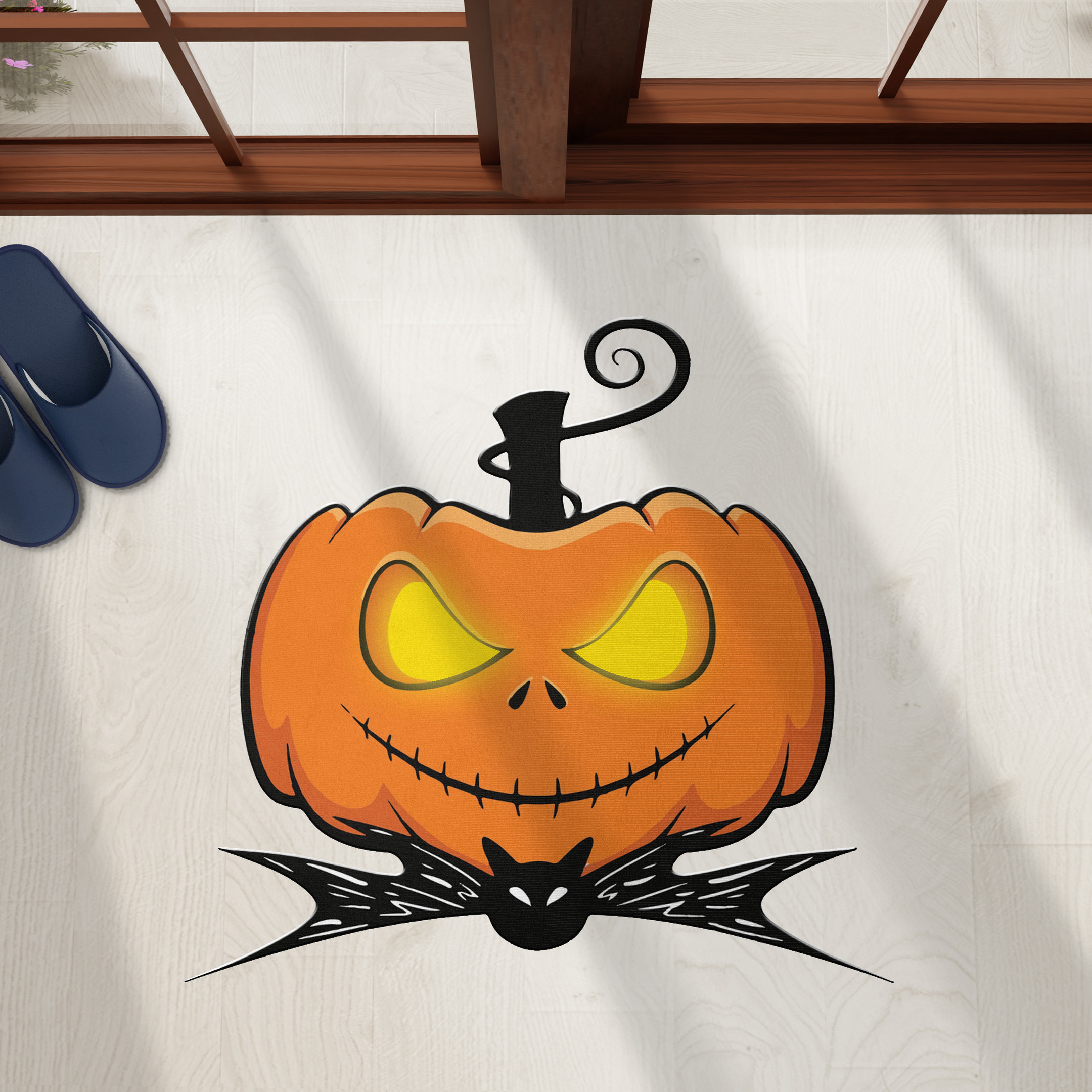 Pumpkin Halloween Rubber Doormat Scary Pumpkin Welcome Mats Front Door Halloween Decor
