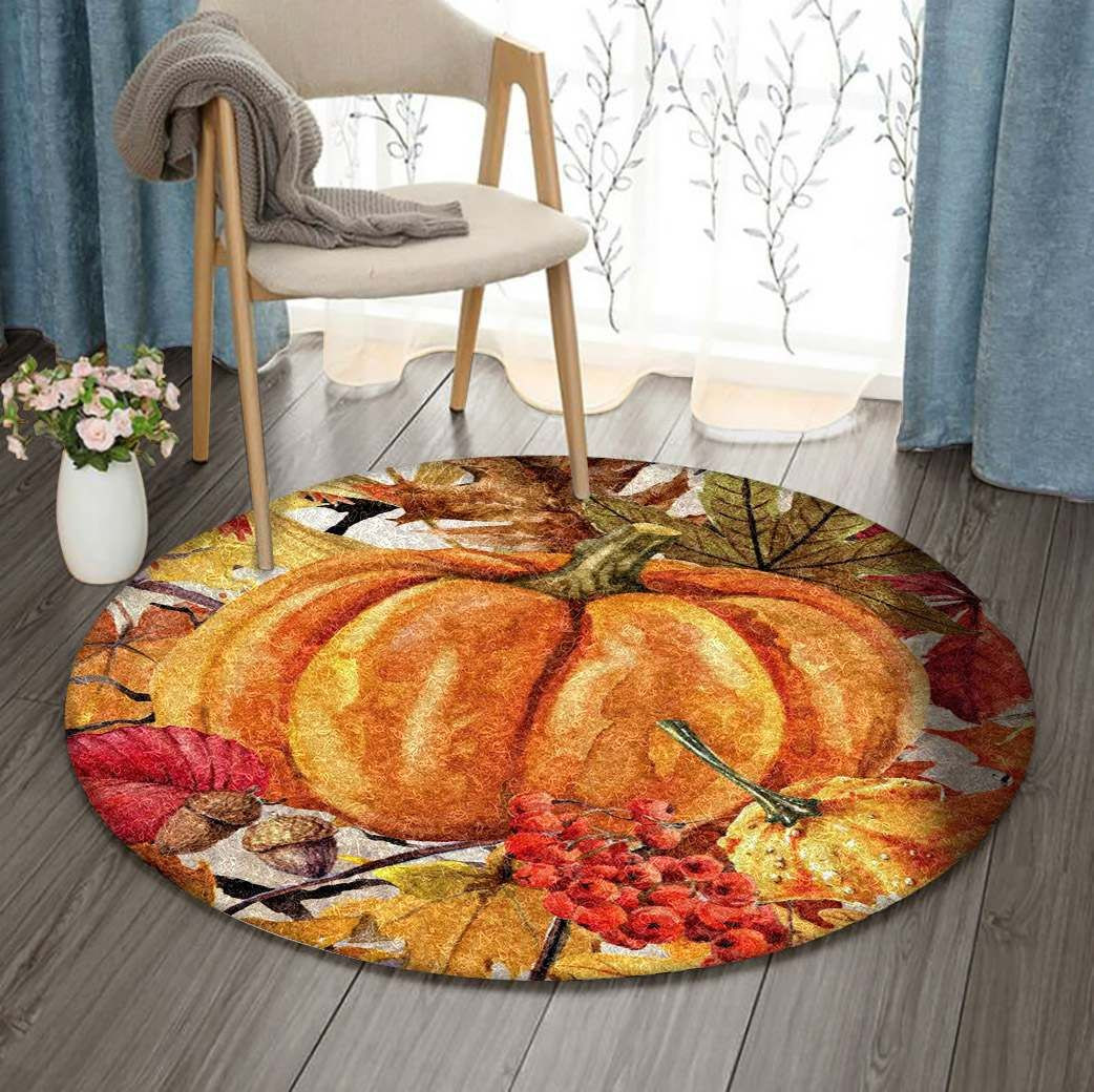 Pumpkin Round Rug Carpet Bedroom Livingroom Home Decor