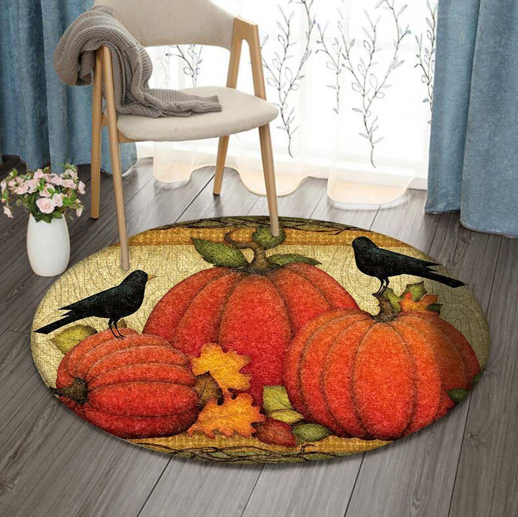 Pumpkin Round Rug Carpet Bedroom Livingroom Home Decor