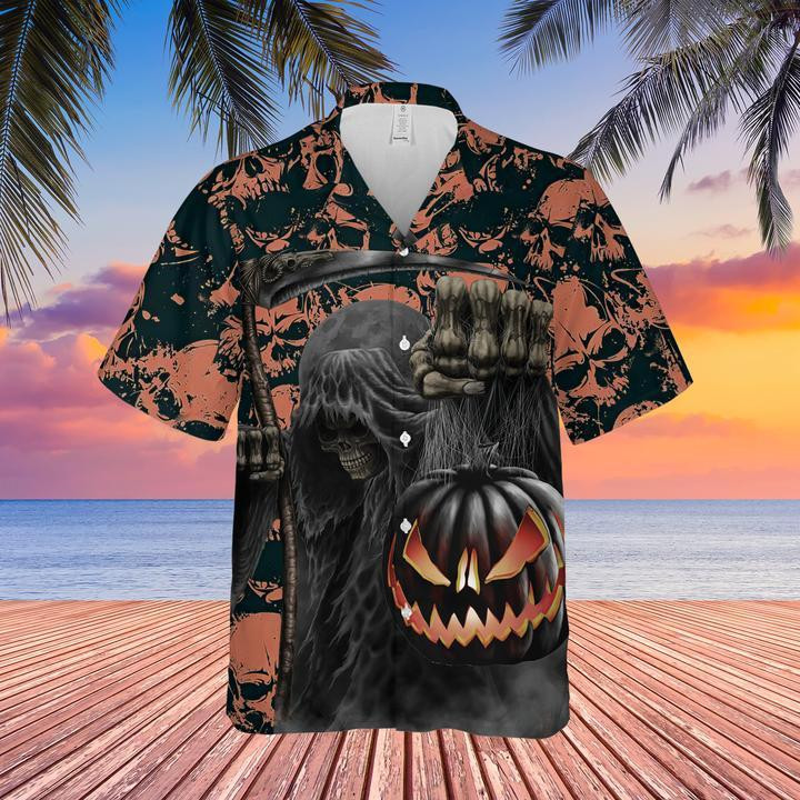 Pumpkin Skull Lantern Halloween Hawaiian Shirt