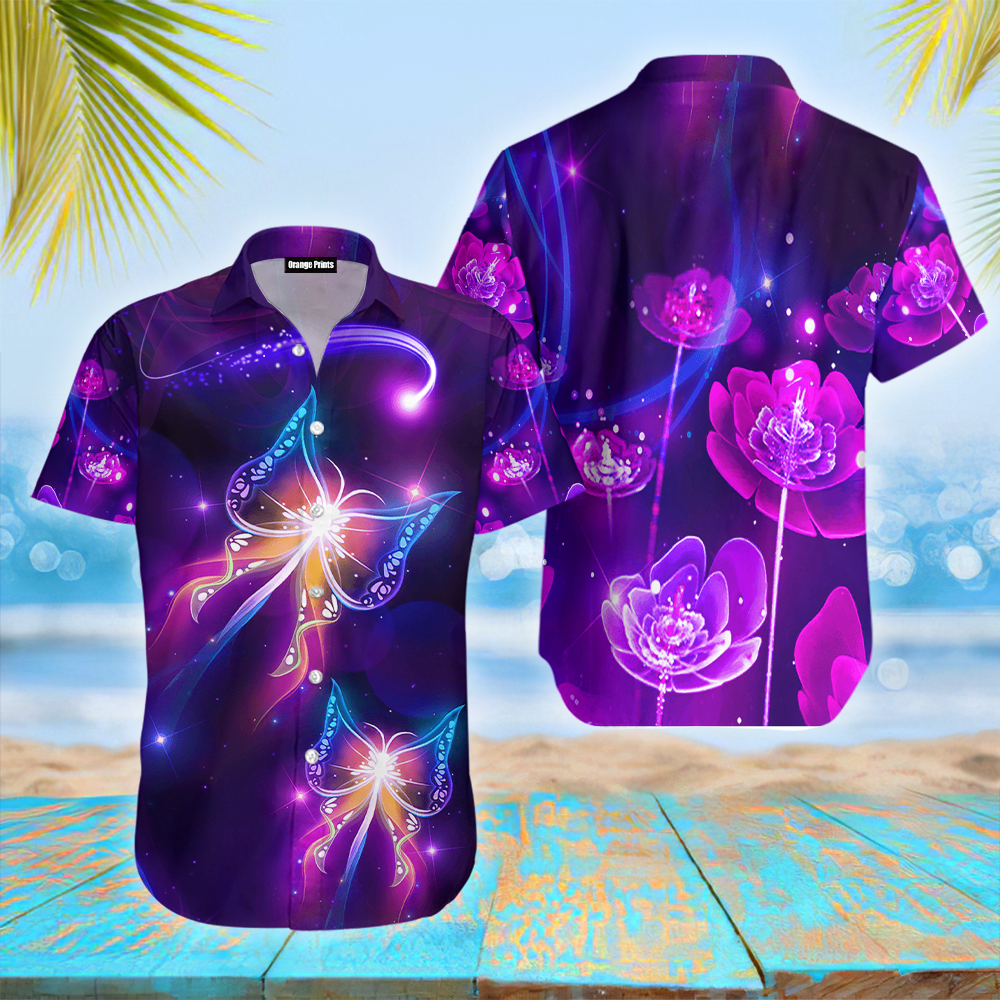 Purple Butterfly Hawaiian Shirt
