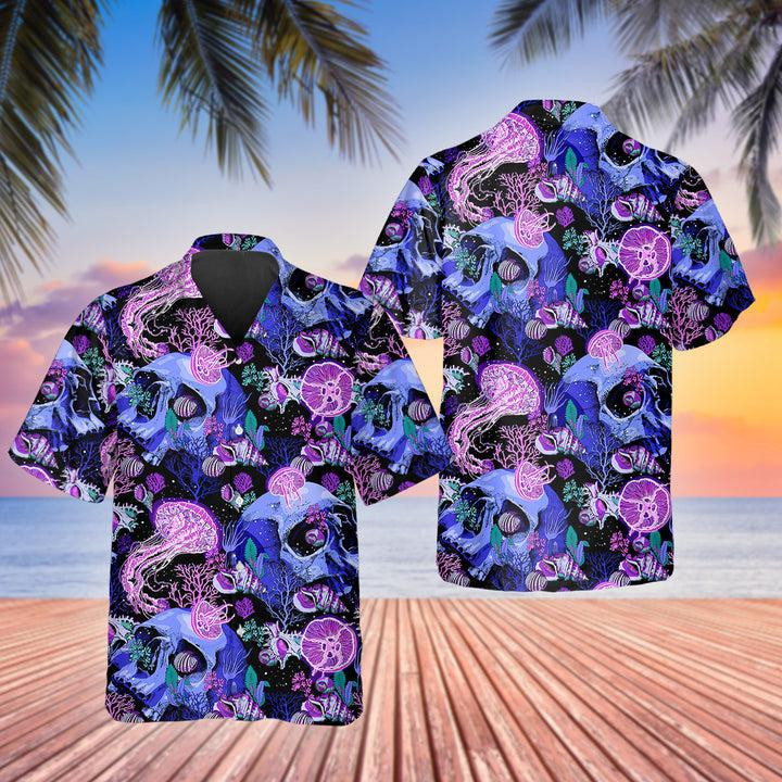 Purple Jellyfish Skull Hawaiian Shirt