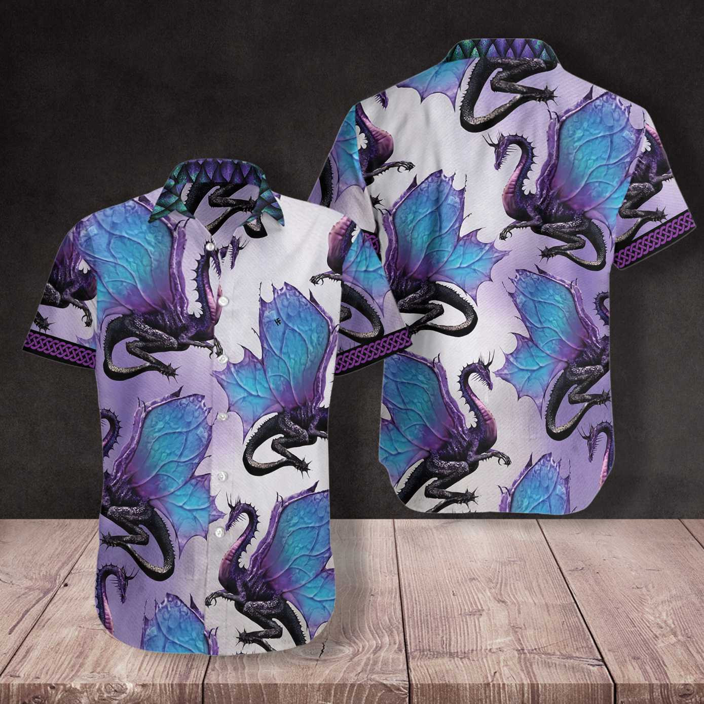 Purple Ombre Dragon Hawaiian Shirt
