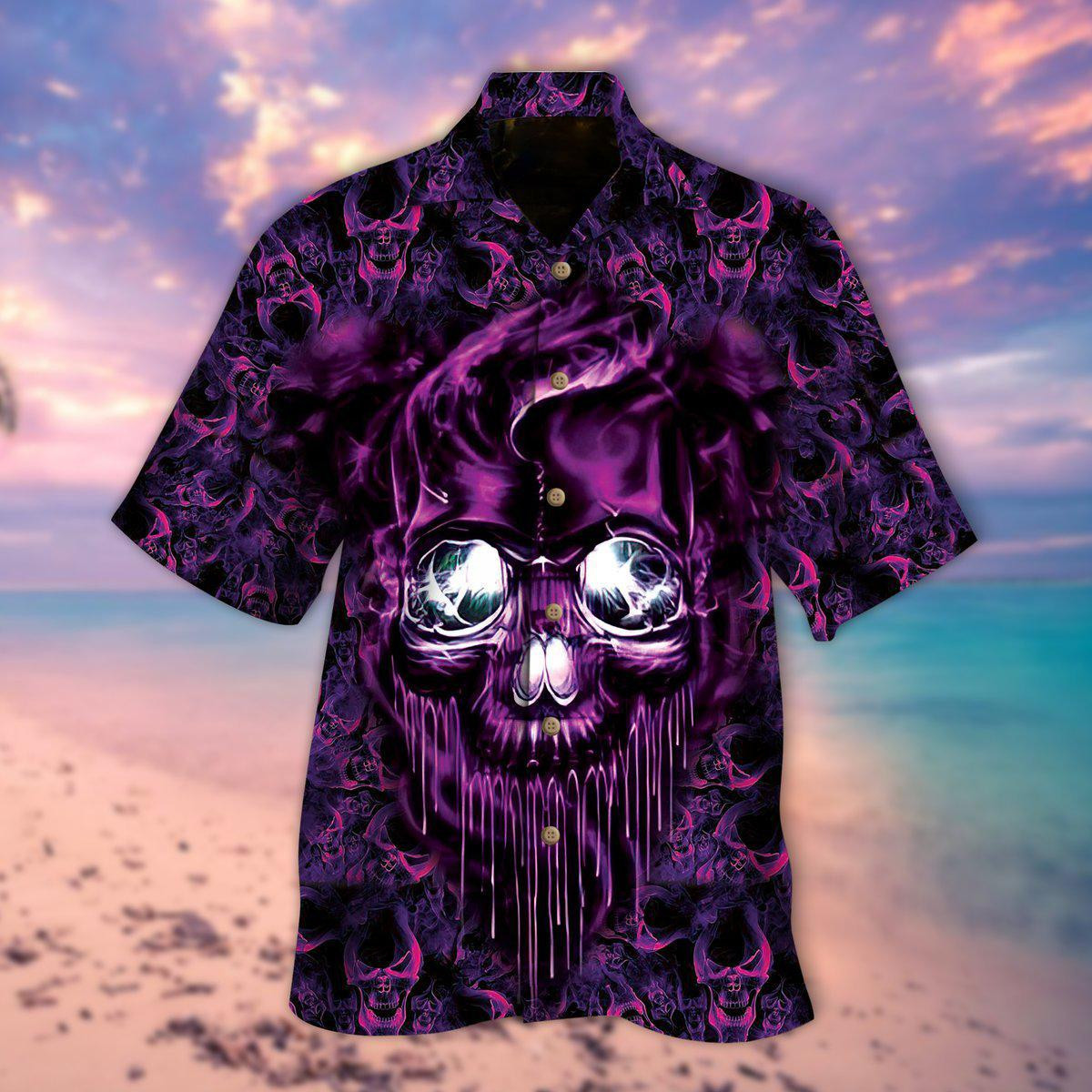 Purple Skull Hawaiian Shirt
