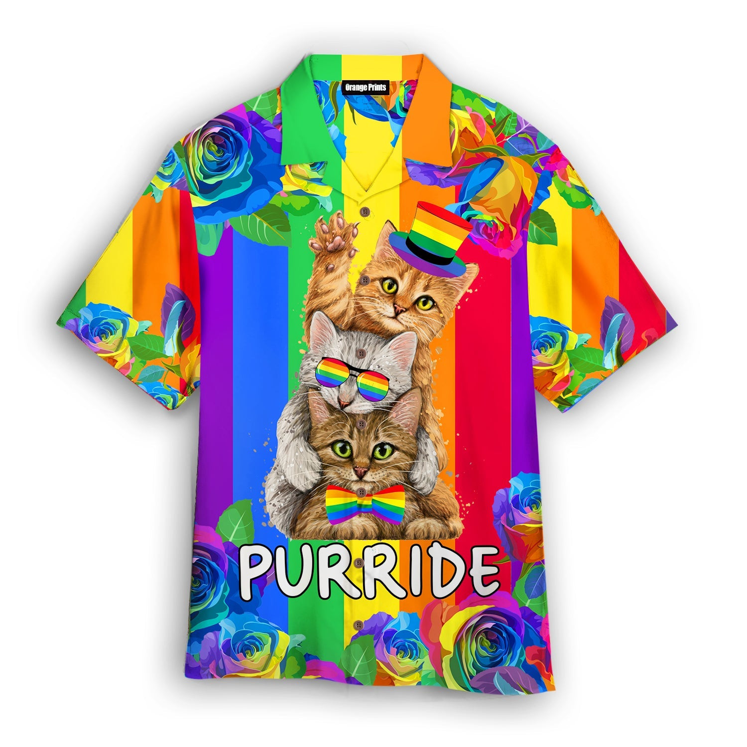 Purride Funny Cat Lovers LGBT Pride Awareness Hawaiian Shirt