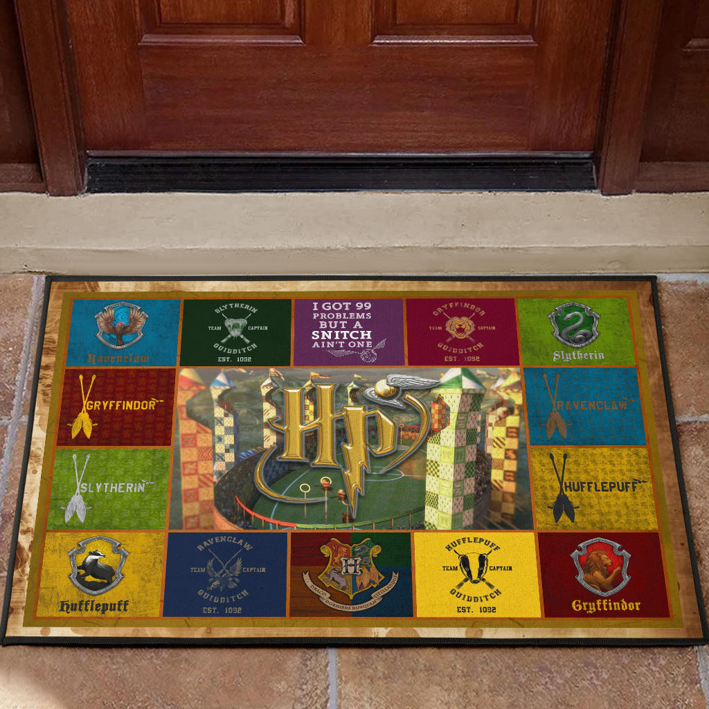 Quidditch At Hogwarts Harry Potter Rubber Doormat Movie Home Decor Personalized For Fans