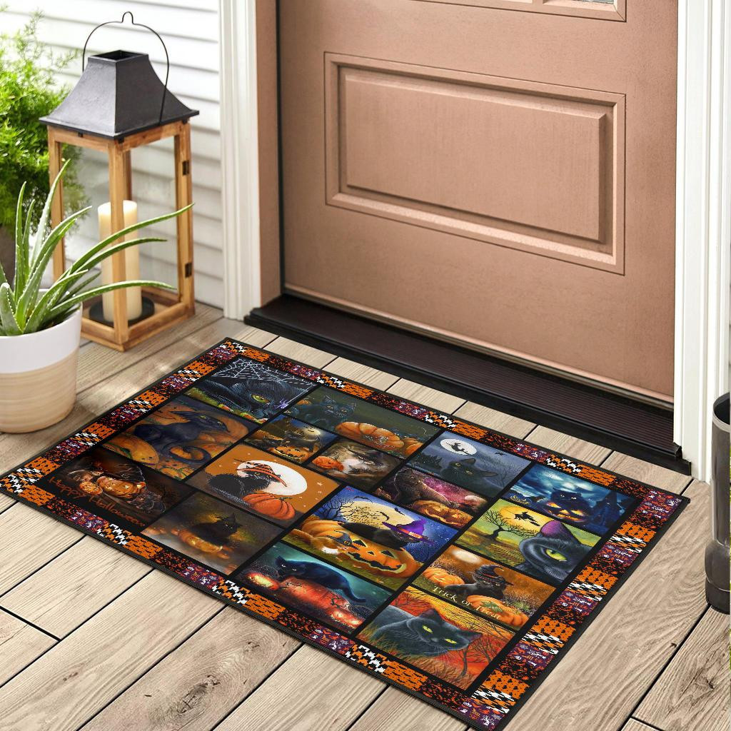 Quilt cat halloween Rubber Doormats - Image 3