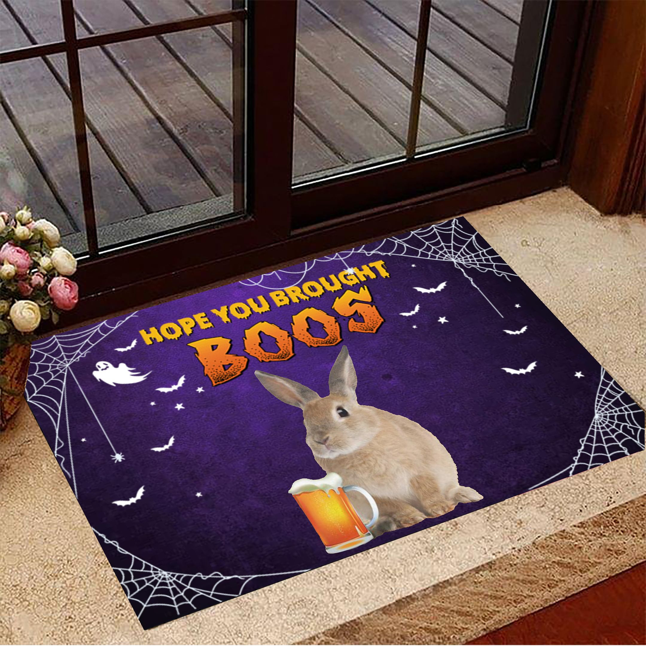 Rabbit Hope You Brought Boos Rubber Doormat Designer Door Mat Cute Halloween Decorations