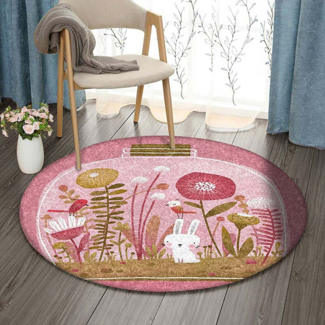 Rabbit Round Rug Carpet Bedroom Livingroom Home Decor
