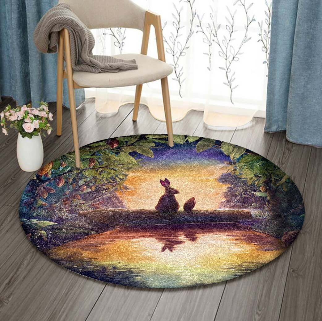 Rabbit Round Rug Carpet Bedroom Livingroom Home Decor