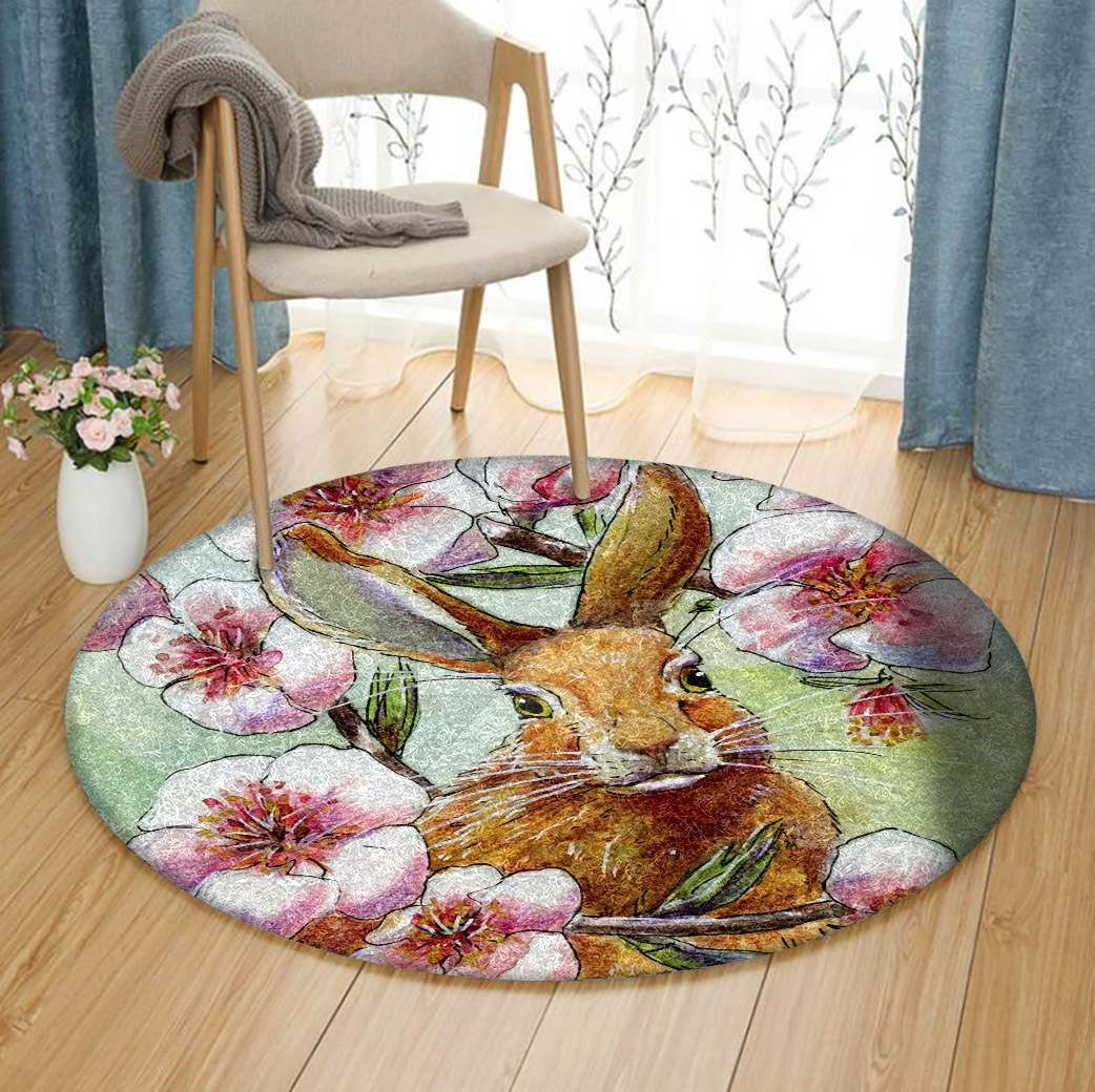 Rabbit Round Rug Carpet Bedroom Livingroom Home Decor