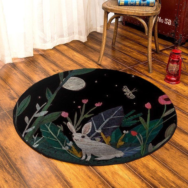 Rabbit Round Rug Carpet Bedroom Livingroom Home Decor