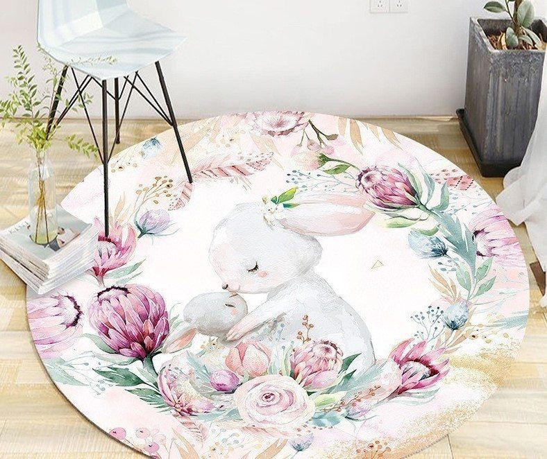 Rabbit Round Rug Carpet Bedroom Livingroom Home Decor