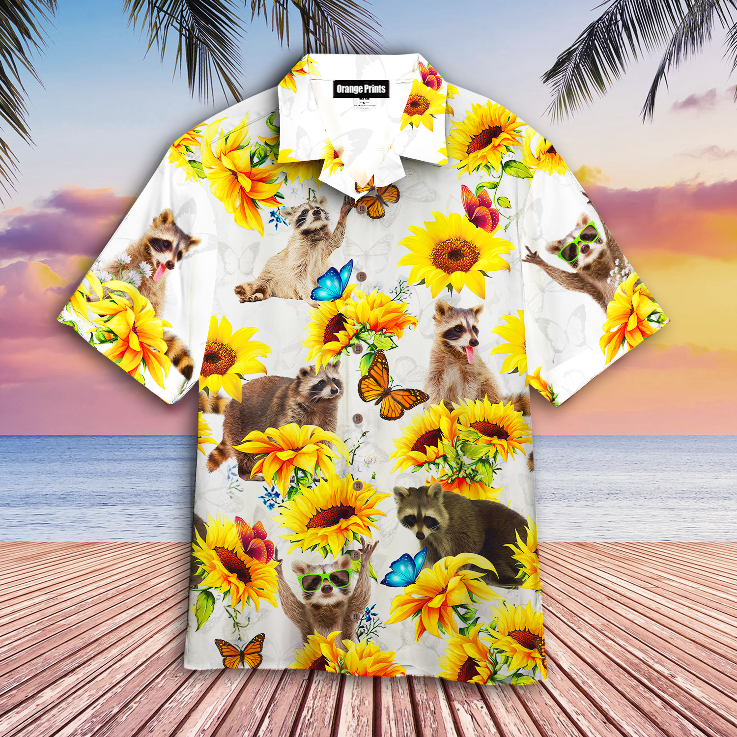 Raccoon Lovers SunFlower Hawaiian Shirt