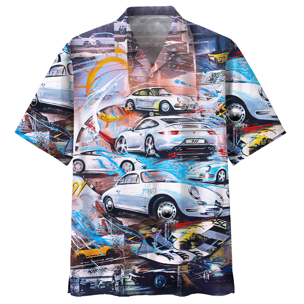 Racing Car Colorful Hawaiian Shirt