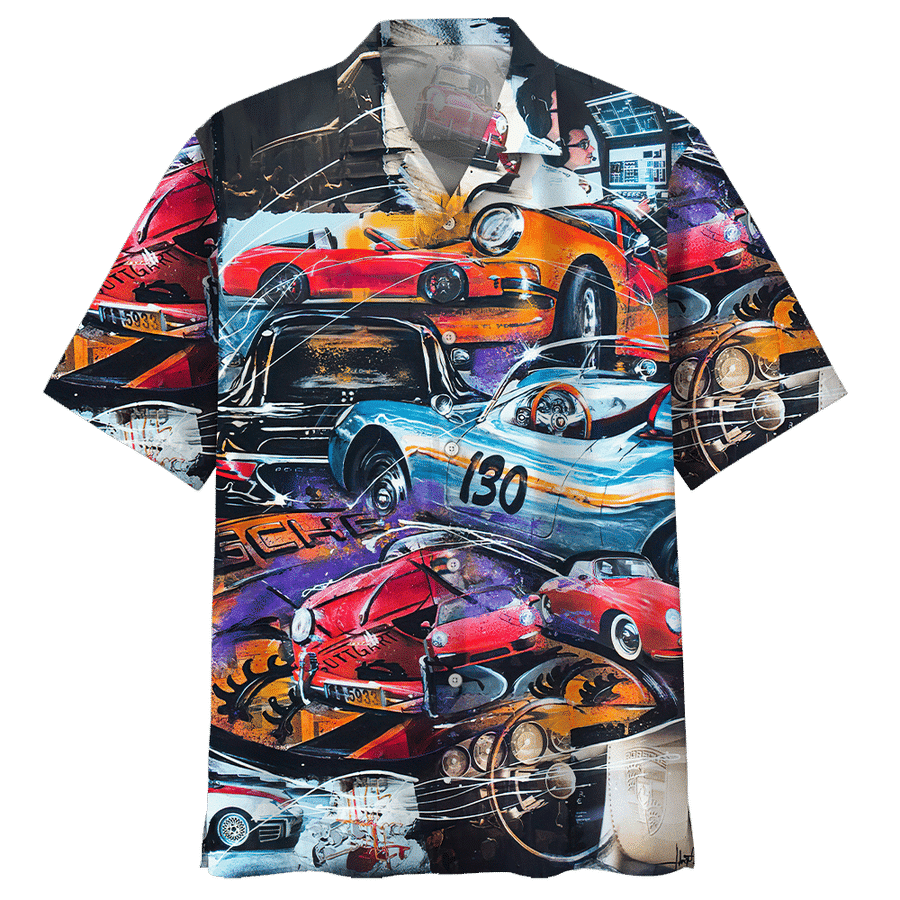 Racing Car Colorful Hawaiian Shirt