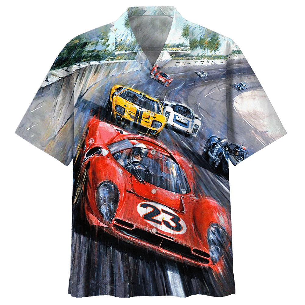 Racing Car Colorful Hawaiian Shirt