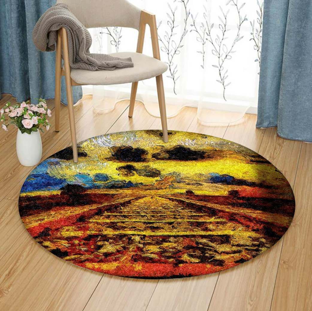 Railway Round Rug Carpet Bedroom Livingroom Home Decor